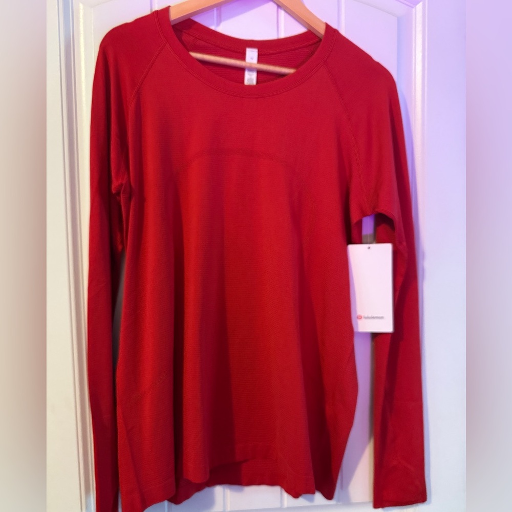 Lululemon Athletica swiftly long sleeve hip length dark red size 14 new